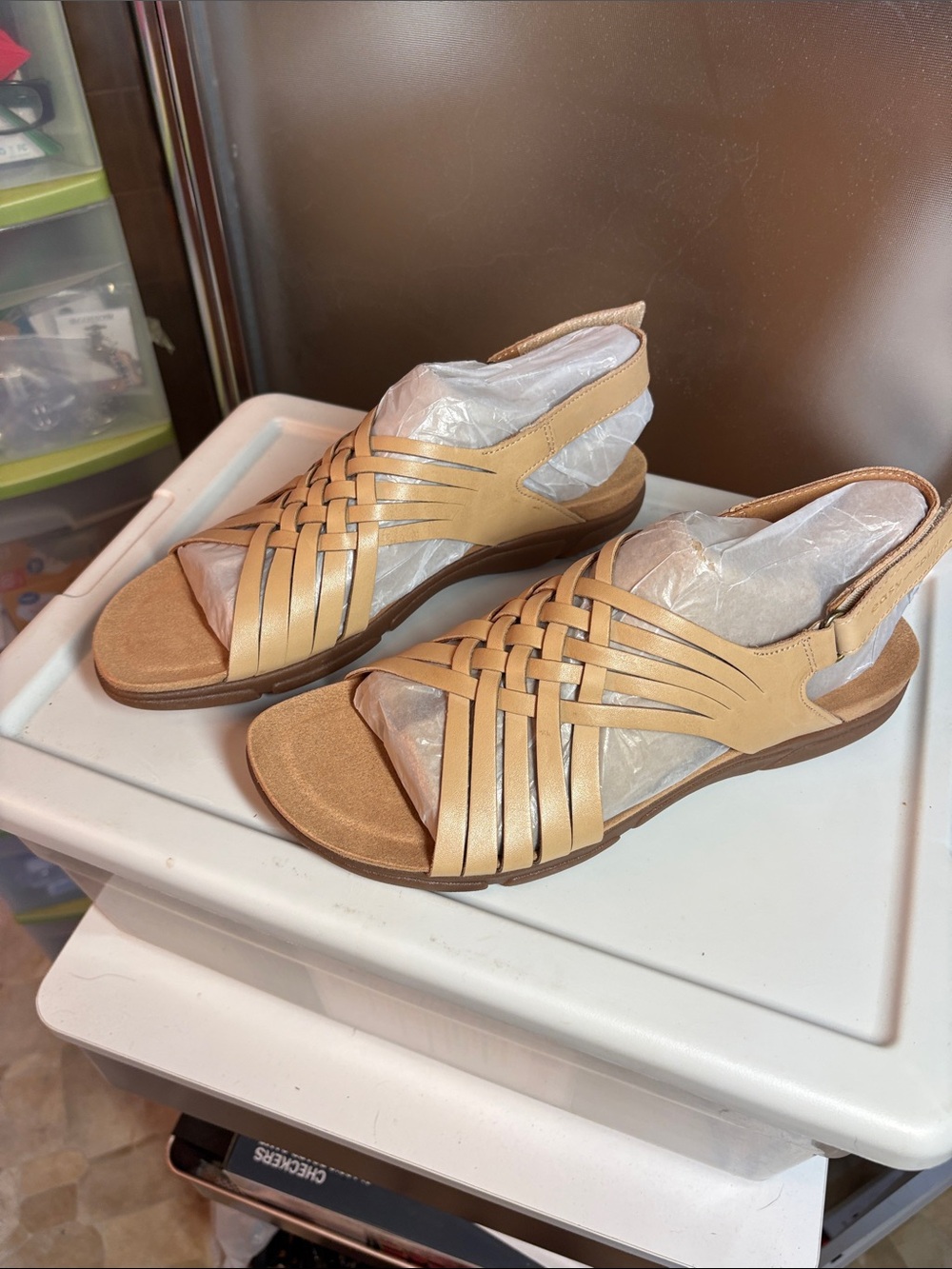 Comfort Woven Slingback Sandals - Tan